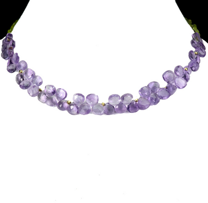 925 Sterling Silver Necklace Briolette Amethyst 8mm Peridot Gemstone 18.5inches