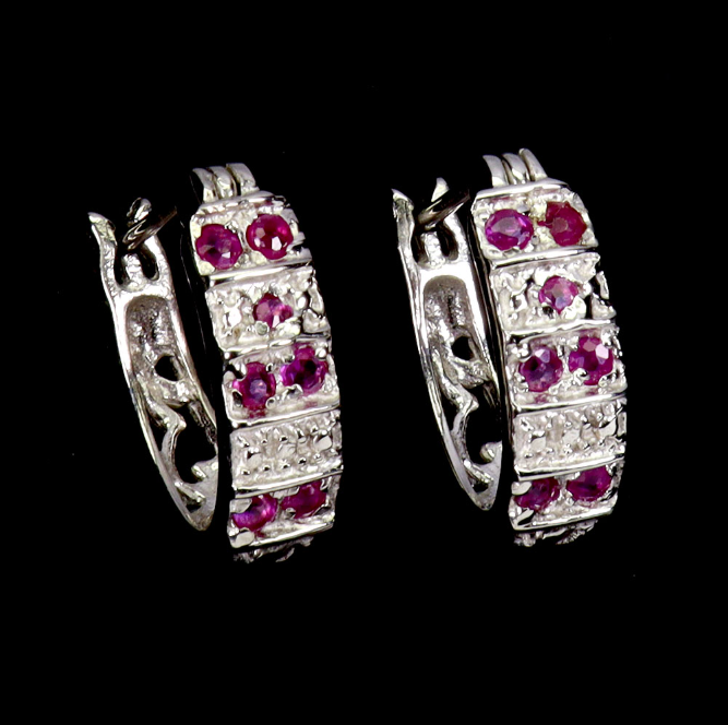 Round Ruby 1.5mm 925 Sterling Silver Earrings