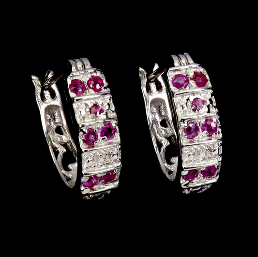 Round Ruby 1.5mm 925 Sterling Silver Earrings