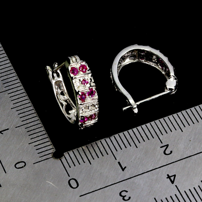 Round Ruby 1.5mm 925 Sterling Silver Earrings