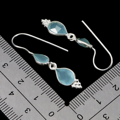 Pear Chalcedony 9x6mm 925 Sterling Silver Earrings