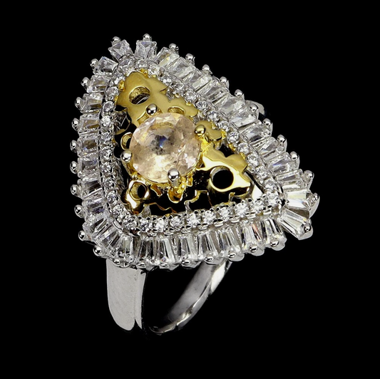 Round Morganite 5mm 925 Sterling Silver Ring Size 8.5