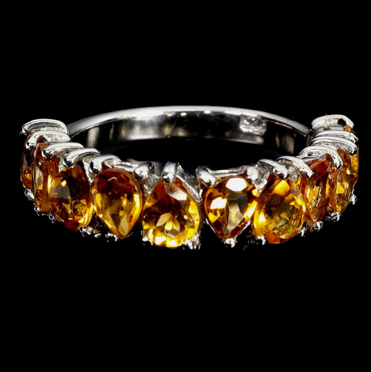 Pear Citrine 5x4mm 925 Sterling Silver Ring Size 7