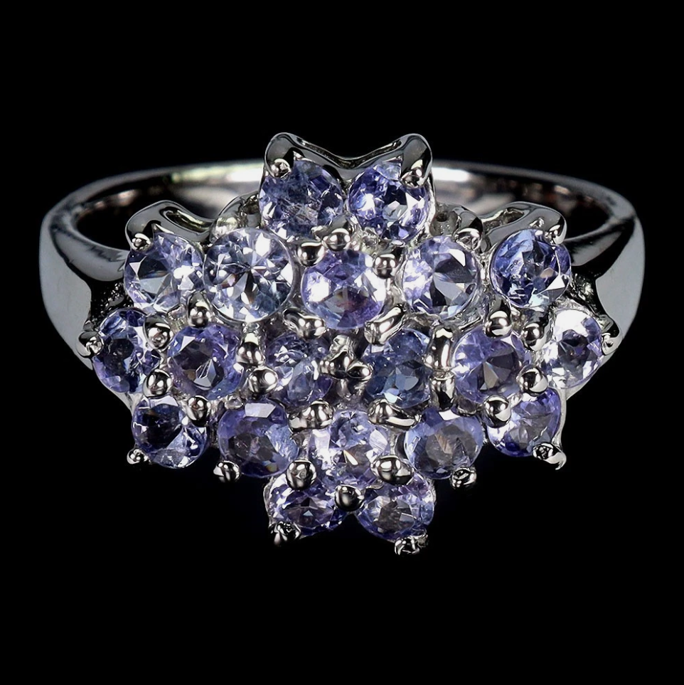 Ring Round Tanzanite 3mm Natural Gemstone Ring Size 9 Ring