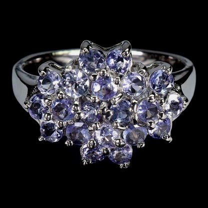Ring Round Tanzanite 3mm Natural Gemstone Ring Size 9 Ring