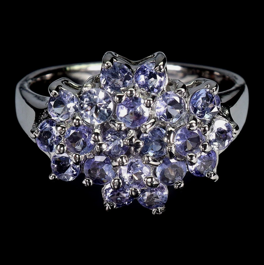 Ring Round Tanzanite 3mm Natural Gemstone Ring Size 9 Ring