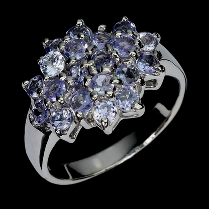Ring Round Tanzanite 3mm Natural Gemstone Ring Size 9 Ring