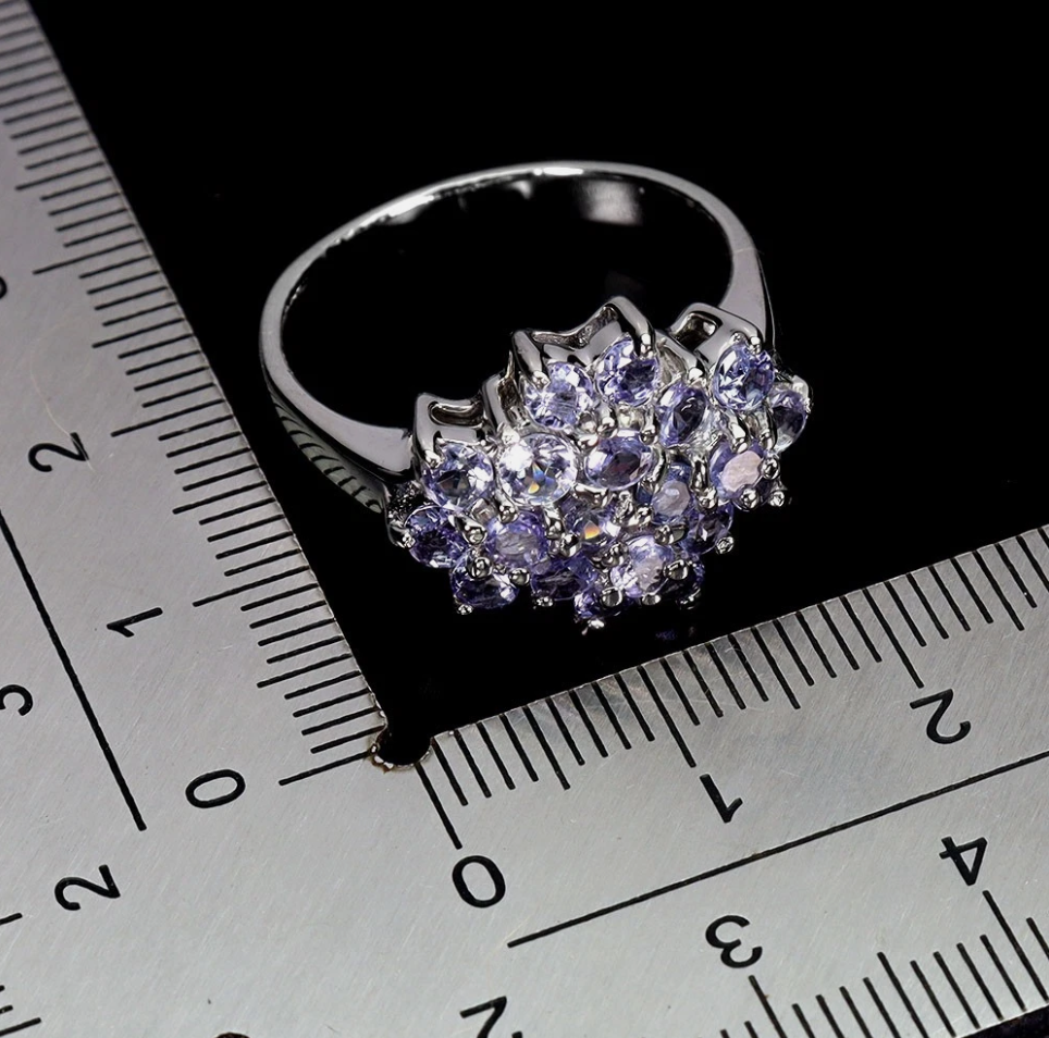 Ring Round Tanzanite 3mm Natural Gemstone Ring Size 9 Ring