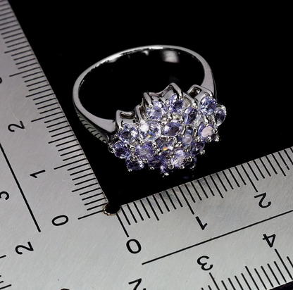 Ring Round Tanzanite 3mm Natural Gemstone Ring Size 9 Ring