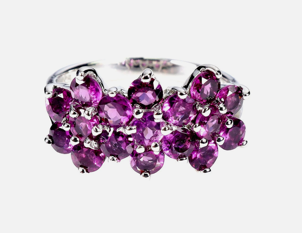 Round Rhodolite Garnet 3.5mm Ring Size 8 925 Sterling Silver