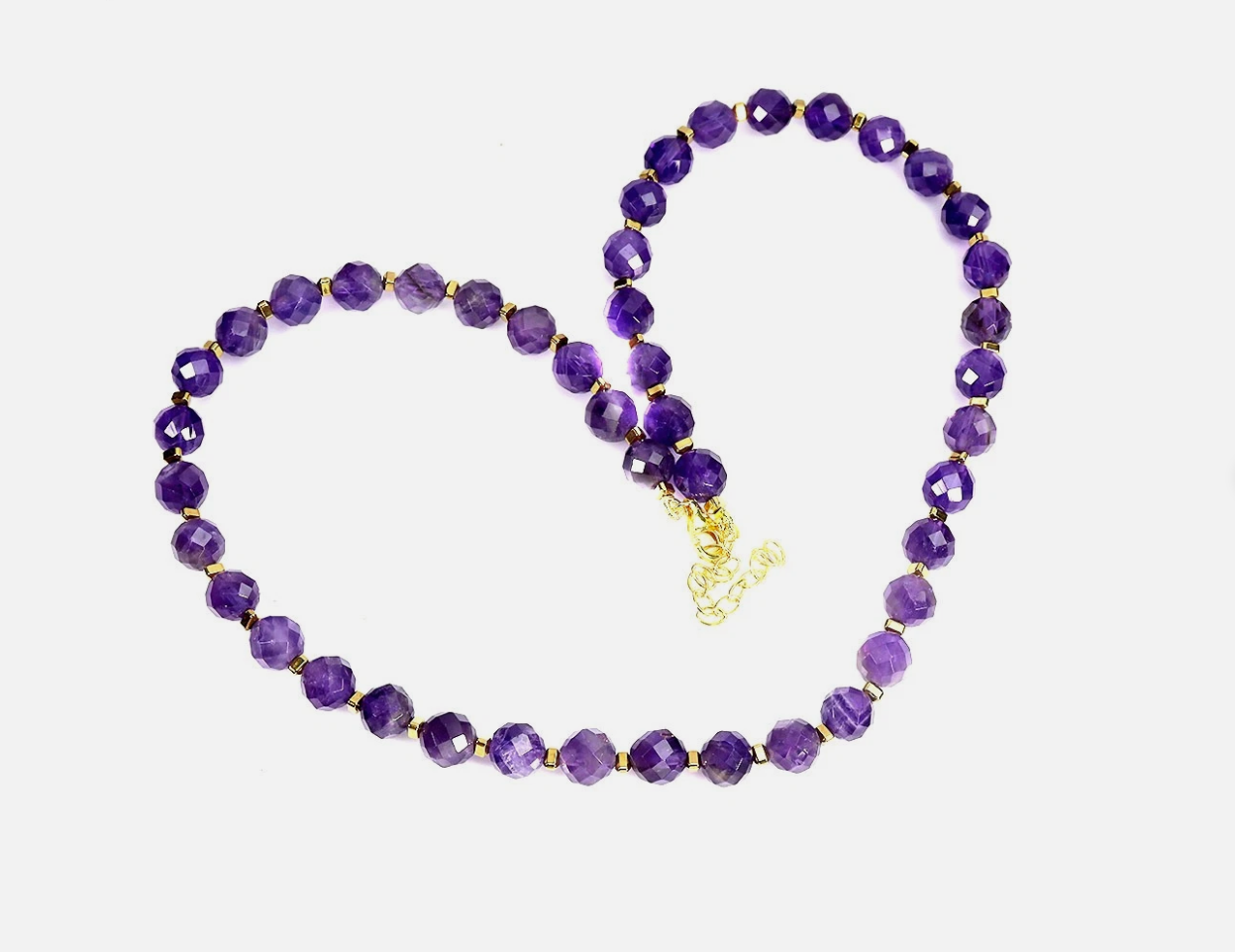 925 Sterling Silver Necklace Round Amethyst 7mm Natural Gemstone Jewelry 18in