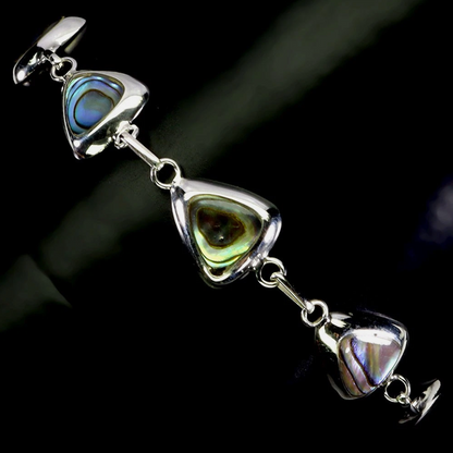 Gold Plated 925 Sterling Silver Bracelet Trilliant Mother Of Pearl 8x7mm 7"