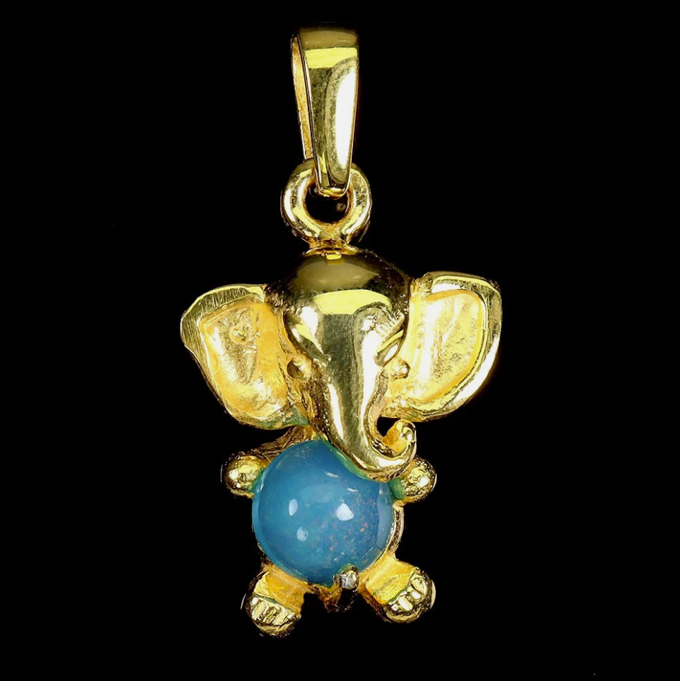 14k Gold-Plated 925 Sterling Silver Elephant Pendant