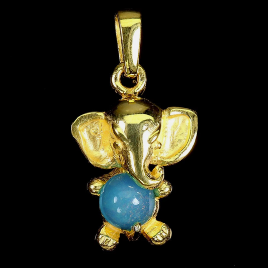 14k Gold-Plated 925 Sterling Silver Elephant Pendant