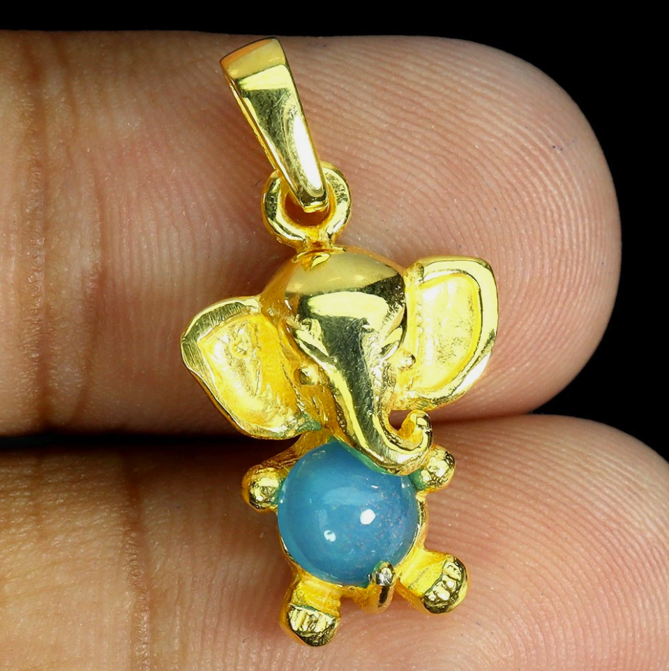 14k Gold-Plated 925 Sterling Silver Elephant Pendant