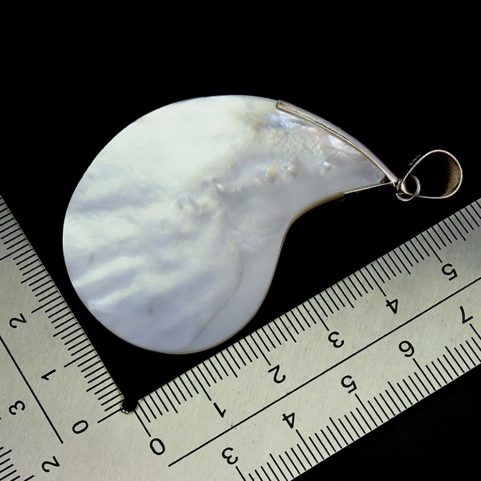 925 Sterling Silver Pendant Fancy Mother Of Pearl 49x38mm