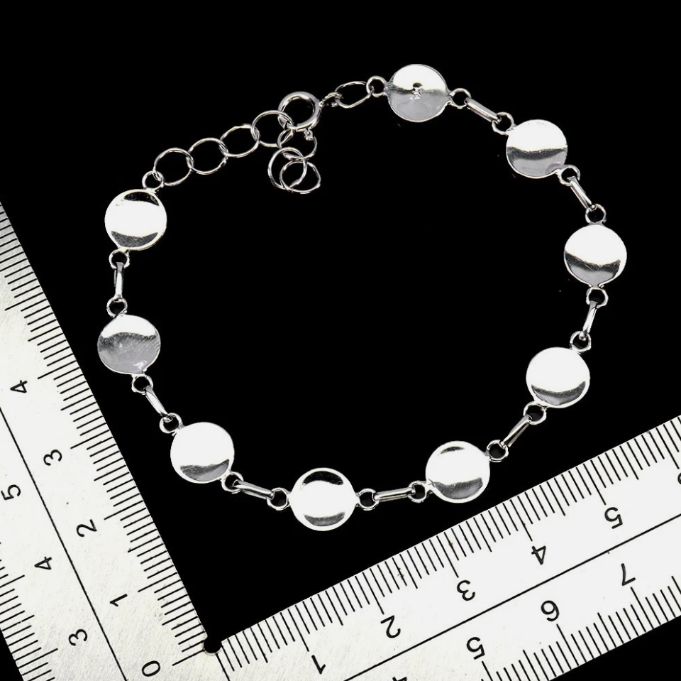 Gold Plated 925 Sterling Silver Bracelet Round Mother of Pearl 6mm 7 inches