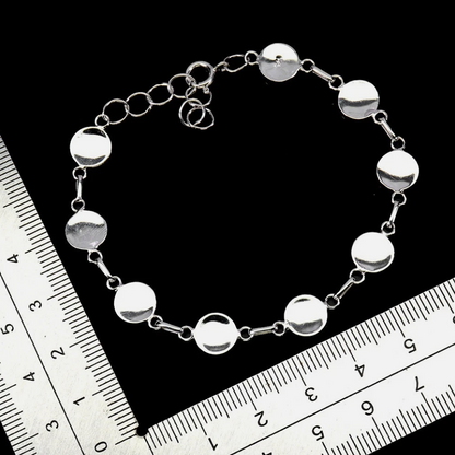 Gold Plated 925 Sterling Silver Bracelet Round Mother of Pearl 6mm 7 inches
