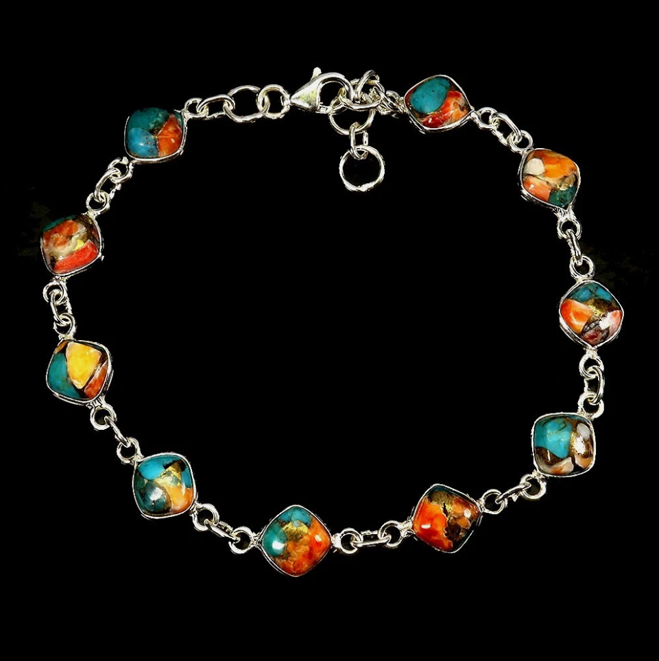 925 Sterling Silver Kingsman Turquoise 6mm Bracelet  7 inches