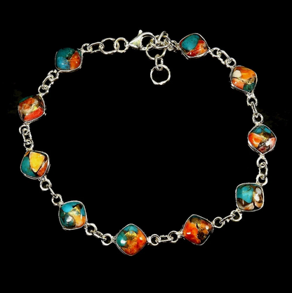 925 Sterling Silver Kingsman Turquoise 6mm Bracelet  7 inches