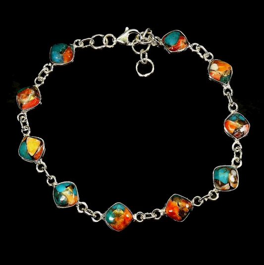 925 Sterling Silver Kingsman Turquoise 6mm Bracelet  7 inches