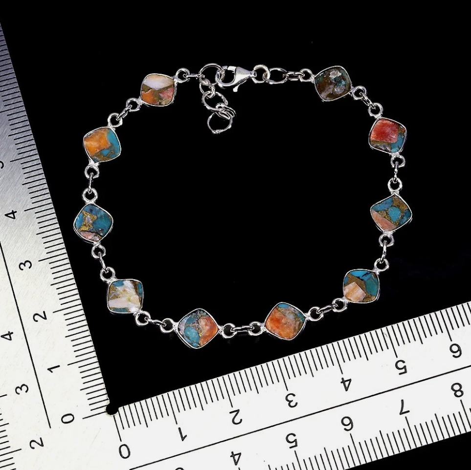 925 Sterling Silver Kingsman Turquoise 6mm Bracelet  7 inches