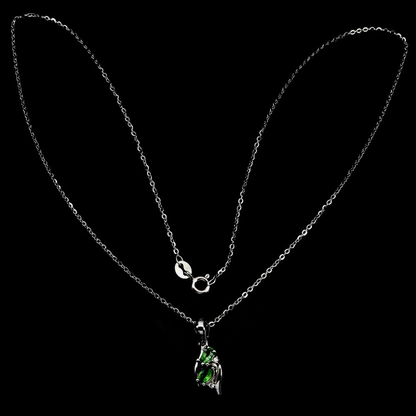 925 Sterling Silver Marquise Chrome Diopside 6x3mm Necklace 18"