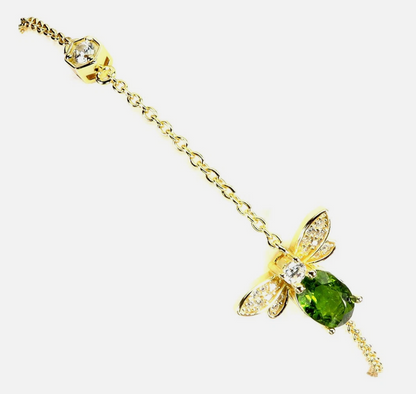 925 Sterling Silver Oval Chrome Diopside 7x5mm Bracelet 8 In