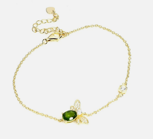 925 Sterling Silver Oval Chrome Diopside 7x5mm Bracelet 8 In