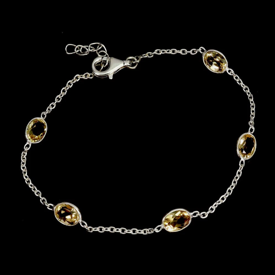 Natural Oval Citrine 7x5mm 8 In Bracelet – 925 Sterling Silver