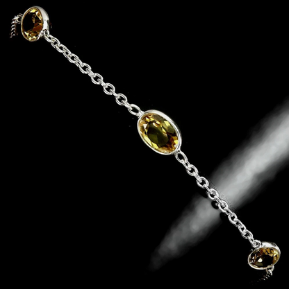 Natural Oval Citrine 7x5mm 8 In Bracelet – 925 Sterling Silver