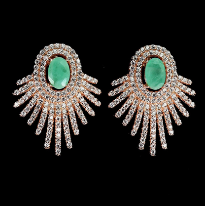 Emeralds and Cubic Zirconia 14-karat rose gold plating set