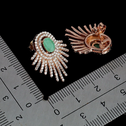 Emeralds and Cubic Zirconia 14-karat rose gold plating set