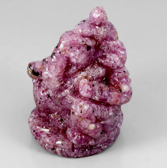 Handcrafted Ganesha Resin Figurine Natural Red Ruby Mozambique 66.66ct 30x26mm