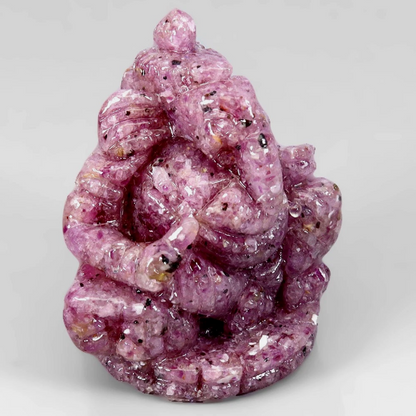 Handcrafted Ganesha Resin Figurine Natural Red Ruby Mozambique 66.66ct 30x26mm