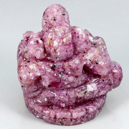 Handcrafted Ganesha Resin Figurine Natural Red Ruby Mozambique 66.66ct 30x26mm