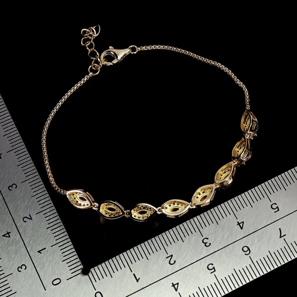 Stunning 14k Gold Plated Multi-Tourmaline & CZ Bracelet (7.5")