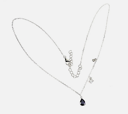 Elegant 14k White Gold Plated 925 Silver Iolite Teardrop Necklace