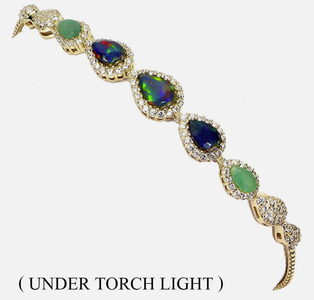 Stunning 14k Gold Plated 925 Silver Multi-Gemstone Halo Bracelet (Size 7)