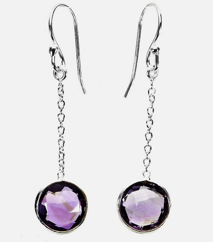 925 Sterling Silver Elegant Amethyst Drop Earrings