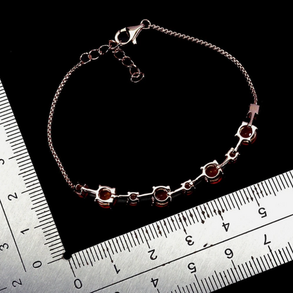 Stunning 14k Rose Gold Plated Ethiopian Orange Fire Opal Station Bracelet