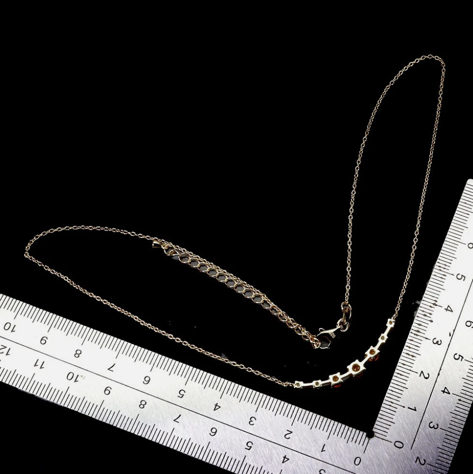 Stunning Natural Ethiopian Orange Fire Opal & CZ Bar Necklace (14k Gold over 925 Sterling Silver)