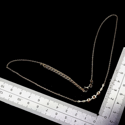 Stunning Natural Ethiopian Orange Fire Opal & CZ Bar Necklace (14k Gold over 925 Sterling Silver)