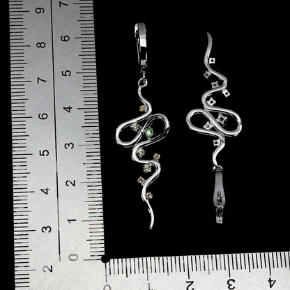 Natural Kenyan Green Tsavorite Garnet & Sapphire Drop Earrings 14K White Gold 925 Silver