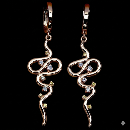 Natural Tanzanite Sapphire Cobra Drop Earrings 925 Sterling Silver 14K Gold Plated