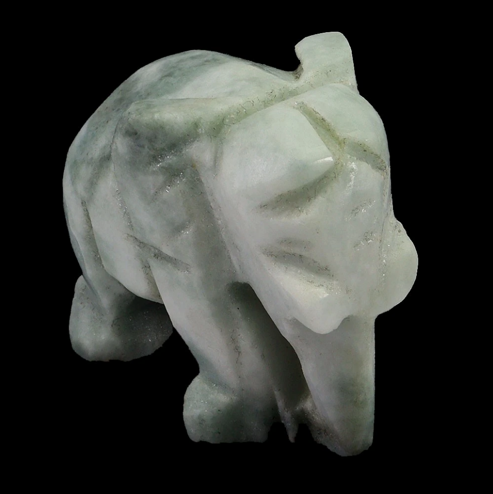 Natural Burmese Jadeite Elephant Totem (Trunk Down)