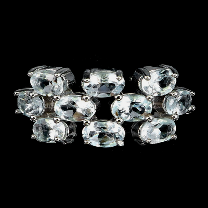 Natural Brazilian Aquamarine Multi-Stone Cluster Ring 7.5 (14K White Gold over .925 Silver)