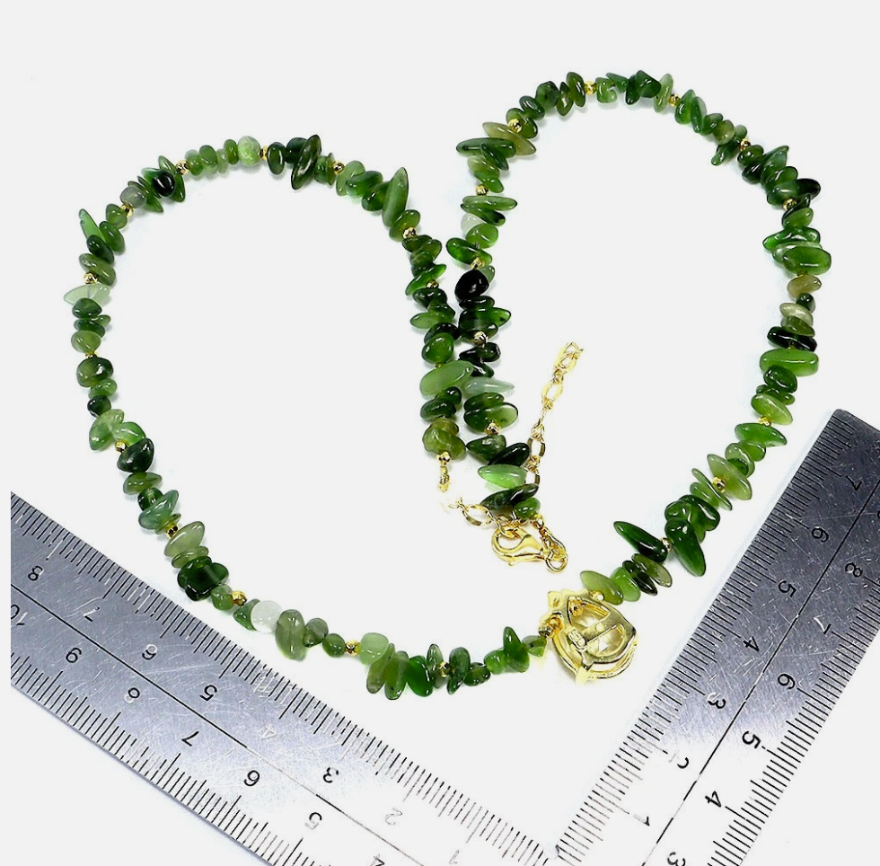 Natural Lemon Quartz & Green Jade Statement Necklace (14K Gold Over 925 Sterling Silver)