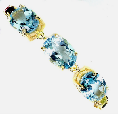 The "Aegean Horizon" 13g Sky Blue Topaz & Rainbow Tourmaline Statement Bracelet
