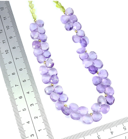 925 Sterling Silver Necklace Briolette Amethyst 8mm Peridot Gemstone 18.5inches